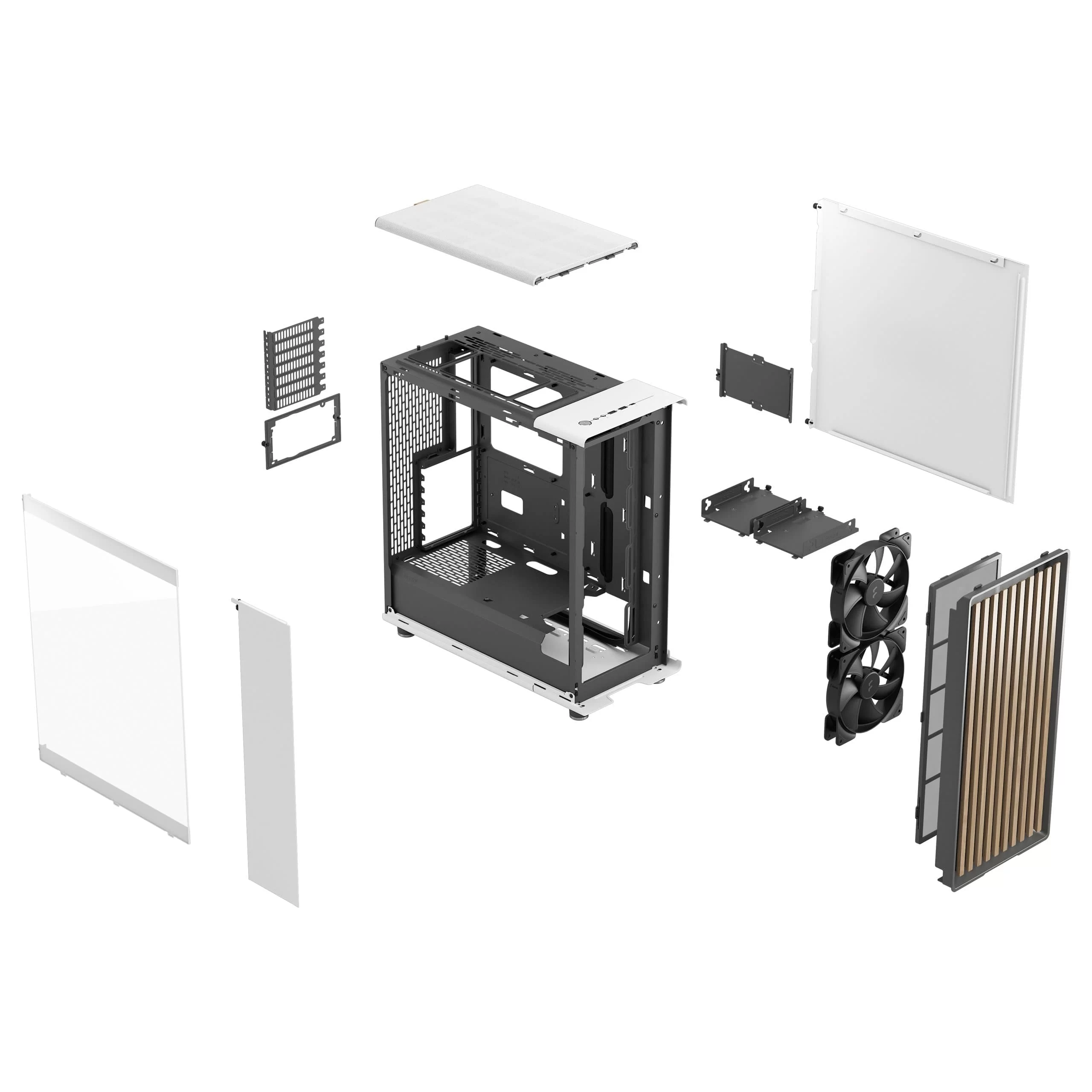 Fractal Design North Chalk White TG Clear Tint - Tempered Glass Clear ATX Mid Tower Gaming Case - Wood Oak Front, 2x140mm Fans included, Type C USB 17 Fractal Design North Chalk White TG Clear Tint - Tempered Glass Clear ATX Mid Tower Gaming Case - Wood Oak Front, 2x140mm Fans included, Type C USB - Ảnh 17
