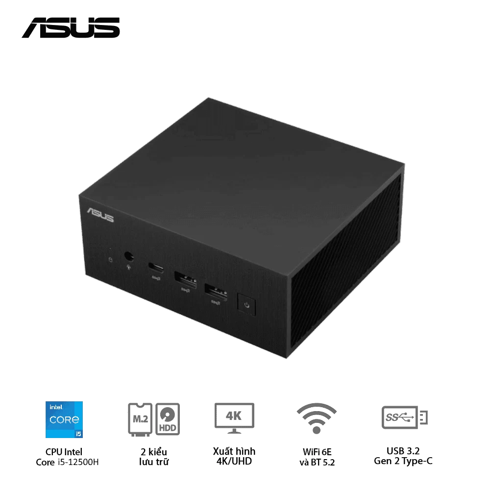 ASUS PN64-B-S5188MD Barebone miniPC - Intel Core i5-12500H, Intel AX211 (Gig+), WiFi 6E, Bluetooth 5.2, Al Noise Cancellation, VESA MOUNT, Display 1.4 port 3 ASUS PN64-B-S5188MD Barebone miniPC - Intel Core i5-12500H, Intel AX211 (Gig+), WiFi 6E, Bluetooth 5.2, Al Noise Cancellation, VESA MOUNT, Display 1.4 port - Ảnh 3