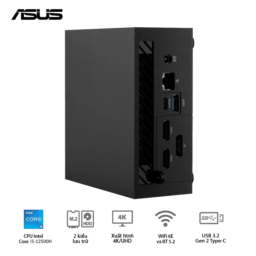 ASUS PN64-B-S5188MD Barebone miniPC - Intel Core i5-12500H, Intel AX211 (Gig+), WiFi 6E, Bluetooth 5.2, Al Noise Cancellation, VESA MOUNT, Display 1.4 port 6 ASUS PN64-B-S5188MD Barebone miniPC - Intel Core i5-12500H, Intel AX211 (Gig+), WiFi 6E, Bluetooth 5.2, Al Noise Cancellation, VESA MOUNT, Display 1.4 port - Ảnh 6