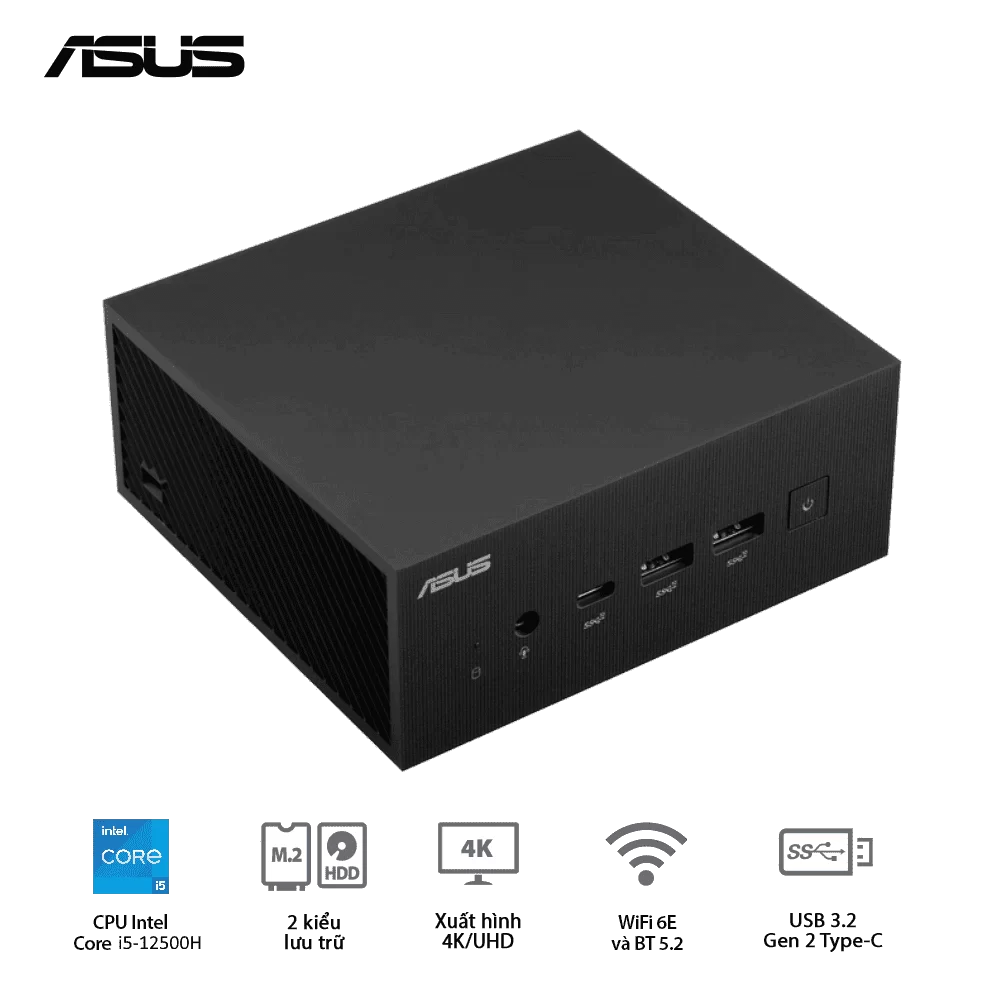 ASUS PN64-B-S5188MD Barebone miniPC - Intel Core i5-12500H, Intel AX211 (Gig+), WiFi 6E, Bluetooth 5.2, Al Noise Cancellation, VESA MOUNT, Display 1.4 port 7 ASUS PN64-B-S5188MD Barebone miniPC - Intel Core i5-12500H, Intel AX211 (Gig+), WiFi 6E, Bluetooth 5.2, Al Noise Cancellation, VESA MOUNT, Display 1.4 port - Ảnh 7