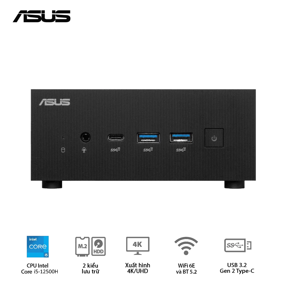 ASUS PN64-B-S5188MD Barebone miniPC - Intel Core i5-12500H, Intel AX211 (Gig+), WiFi 6E, Bluetooth 5.2, Al Noise Cancellation, VESA MOUNT, Display 1.4 port 1 ASUS PN64-B-S5188MD Barebone miniPC - Intel Core i5-12500H, Intel AX211 (Gig+), WiFi 6E, Bluetooth 5.2, Al Noise Cancellation, VESA MOUNT, Display 1.4 port