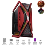ASUS ROG Hyperion GR701 EVA-02 Edition Flagship Gaming PC Case - Red, 420mm dual radiator support, 4x140mm fans, metal GPU holder, component storage, ARGB fan hub, 60W fast charging
