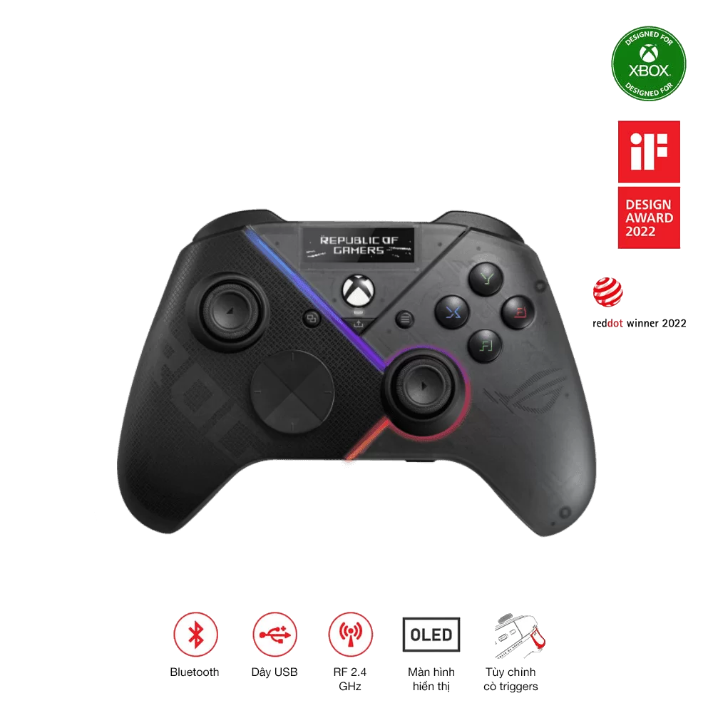 ASUS ROG Raikiri Pro Wireless Controller - OLED display, tri-mode connectivity, remappable buttons&triggers, 4 rear buttons, step & linear triggers, adjustable joystick sensitivity, 3.5mm jack 1 ASUS ROG Raikiri Pro Wireless Controller - OLED display, tri-mode connectivity, remappable buttons&triggers, 4 rear buttons, step & linear triggers, adjustable joystick sensitivity, 3.5mm jack