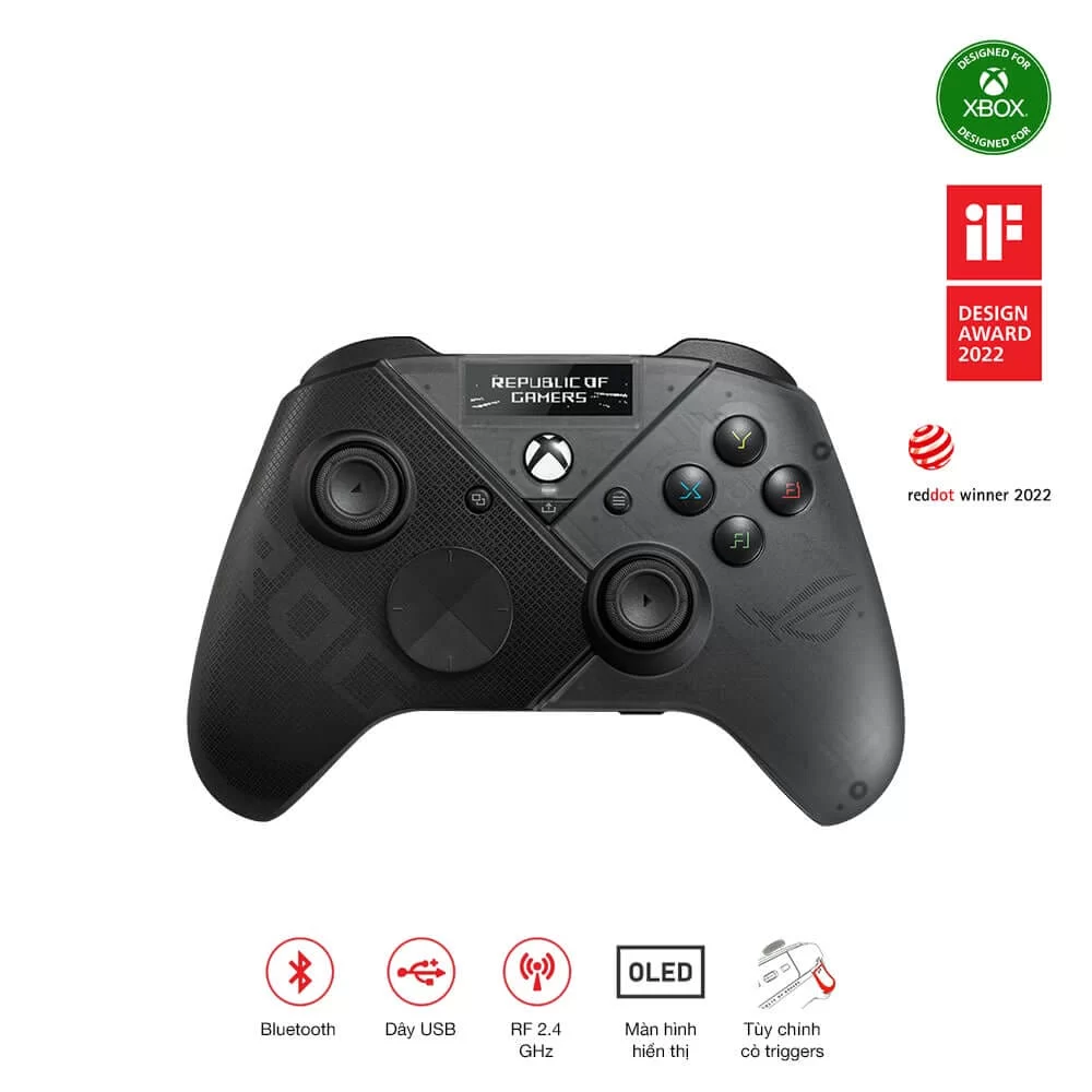 ASUS ROG Raikiri Pro Wireless Controller - OLED display, tri-mode connectivity, remappable buttons&triggers, 4 rear buttons, step & linear triggers, adjustable joystick sensitivity, 3.5mm jack 3 ASUS ROG Raikiri Pro Wireless Controller - OLED display, tri-mode connectivity, remappable buttons&triggers, 4 rear buttons, step & linear triggers, adjustable joystick sensitivity, 3.5mm jack - Ảnh 3
