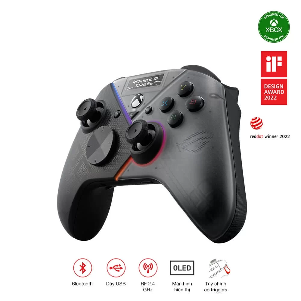 ASUS ROG Raikiri Pro Wireless Controller - OLED display, tri-mode connectivity, remappable buttons&triggers, 4 rear buttons, step & linear triggers, adjustable joystick sensitivity, 3.5mm jack 4 ASUS ROG Raikiri Pro Wireless Controller - OLED display, tri-mode connectivity, remappable buttons&triggers, 4 rear buttons, step & linear triggers, adjustable joystick sensitivity, 3.5mm jack - Ảnh 4