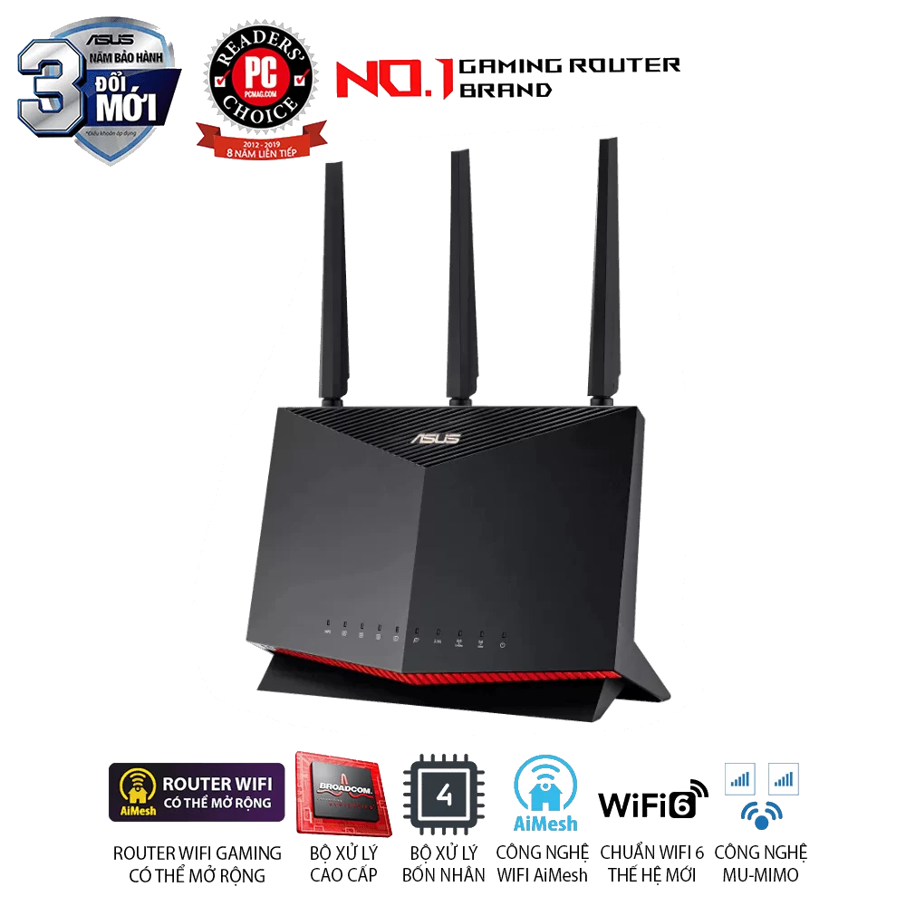 ASUS RT-AX86U Pro (AX5700) Dual Band WiFi 6 Extendable Gaming Router - 2.5G Port, Mobile