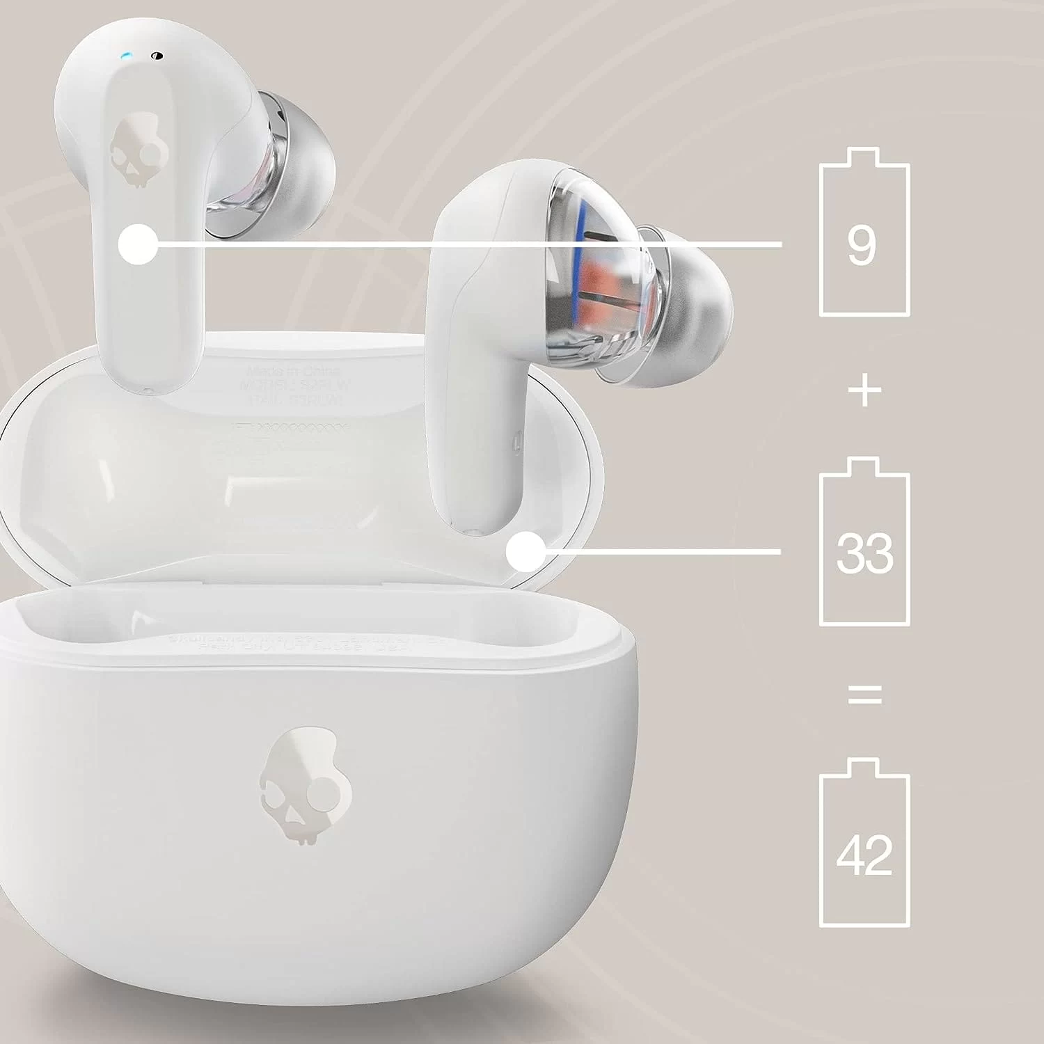 Skullcandy Rail In Ear Wireless Earbuds White 3