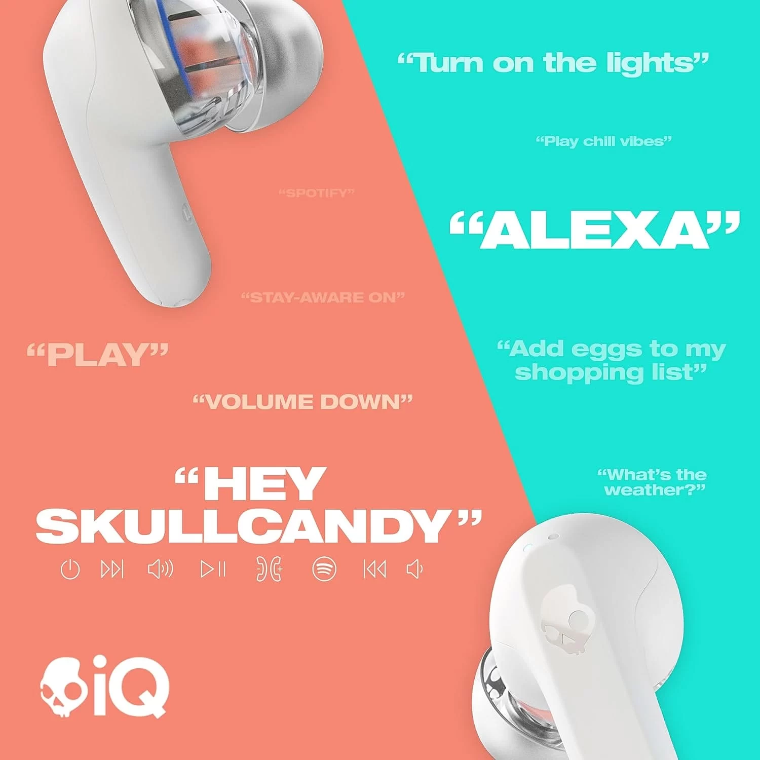 Skullcandy Rail In Ear Wireless Earbuds White 5