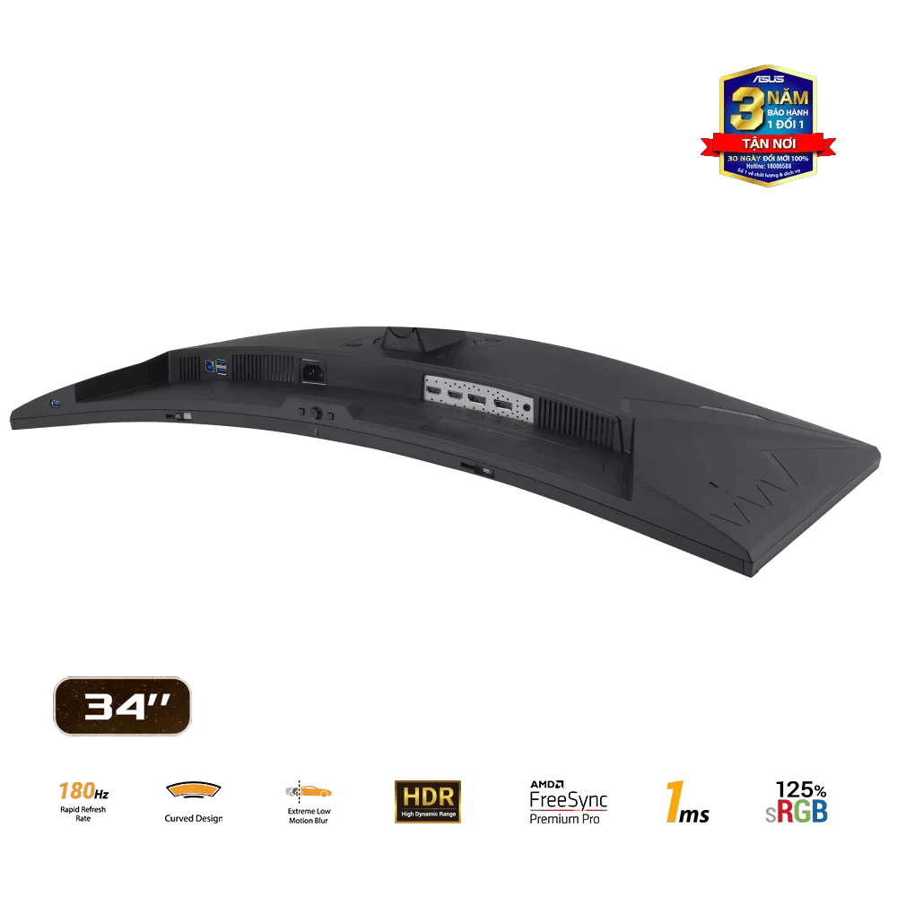 ASUS TUF Gaming VG34VQL3A Curved Gaming Monitor - 34 inch, WQHD (3440x1440), 180Hz, Curved 1500R, DisplayHDR 400, AMD Freesync, 1ms (GTG),125% sRGB 6 ASUS TUF Gaming VG34VQL3A Curved Gaming Monitor - 34 inch, WQHD (3440x1440), 180Hz, Curved 1500R, DisplayHDR 400, AMD Freesync, 1ms (GTG),125% sRGB - Ảnh 6