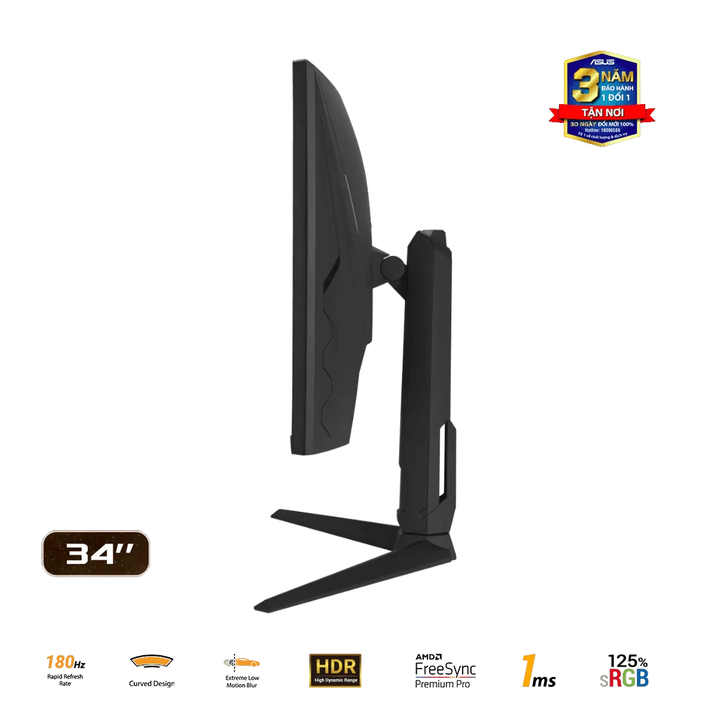 ASUS TUF Gaming VG34VQL3A Curved Gaming Monitor - 34 inch, WQHD (3440x1440), 180Hz, Curved 1500R, DisplayHDR 400, AMD Freesync, 1ms (GTG),125% sRGB 8 ASUS TUF Gaming VG34VQL3A Curved Gaming Monitor - 34 inch, WQHD (3440x1440), 180Hz, Curved 1500R, DisplayHDR 400, AMD Freesync, 1ms (GTG),125% sRGB - Ảnh 8