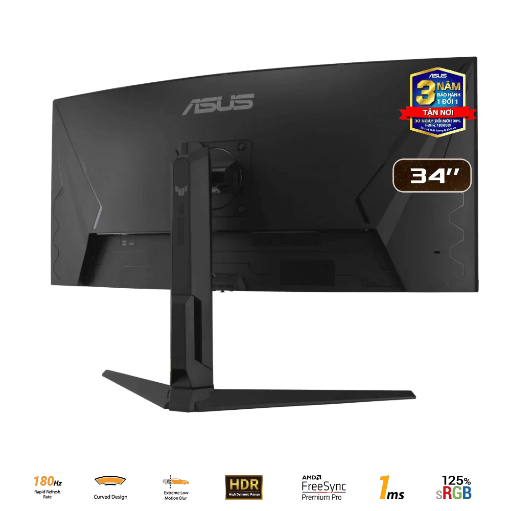 ASUS TUF Gaming VG34VQL3A Curved Gaming Monitor - 34 inch, WQHD (3440x1440), 180Hz, Curved 1500R, DisplayHDR 400, AMD Freesync, 1ms (GTG),125% sRGB 5 ASUS TUF Gaming VG34VQL3A Curved Gaming Monitor - 34 inch, WQHD (3440x1440), 180Hz, Curved 1500R, DisplayHDR 400, AMD Freesync, 1ms (GTG),125% sRGB - Ảnh 5