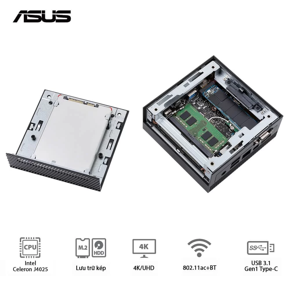 ASUS PN40-BBC910MV Mini PC - Barebone, Intel Celeron J4025, Wi-Fi 5, BT5.0, LAN, 65W, HDMI+miniDP, non OS 5 ASUS PN40-BBC910MV Mini PC - Barebone, Intel Celeron J4025, Wi-Fi 5, BT5.0, LAN, 65W, HDMI+miniDP, non OS - Ảnh 5
