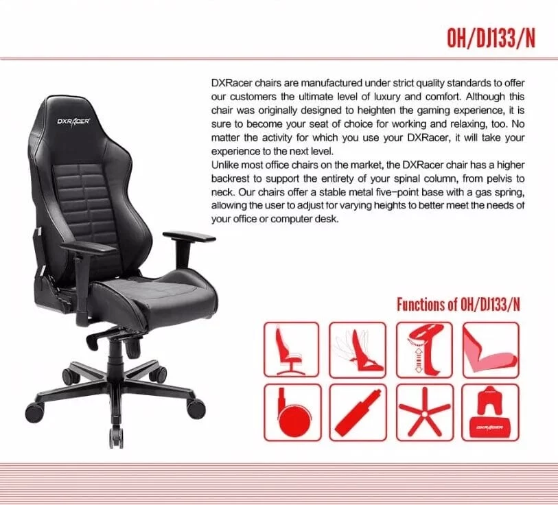 DXRACER Drifting Series OHDJ133NR page pc 2
