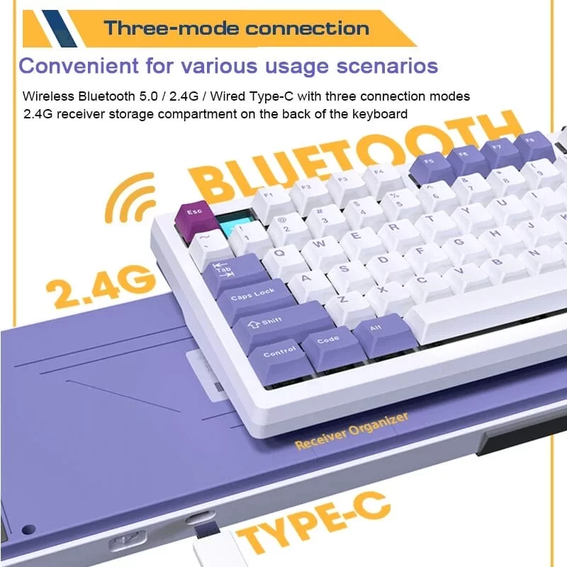 Darmoshark TOP75 Trio-mode Wireless Gaming Mechanical Keyboard - 75%, All key hot-plugging, TTC Shark Switch, Dynamic RGB Lighting, Custom Knob, TFT Custom Screen 8 Darmoshark TOP75 Trio-mode Wireless Gaming Mechanical Keyboard - 75%, All key hot-plugging, TTC Shark Switch, Dynamic RGB Lighting, Custom Knob, TFT Custom Screen - Ảnh 8