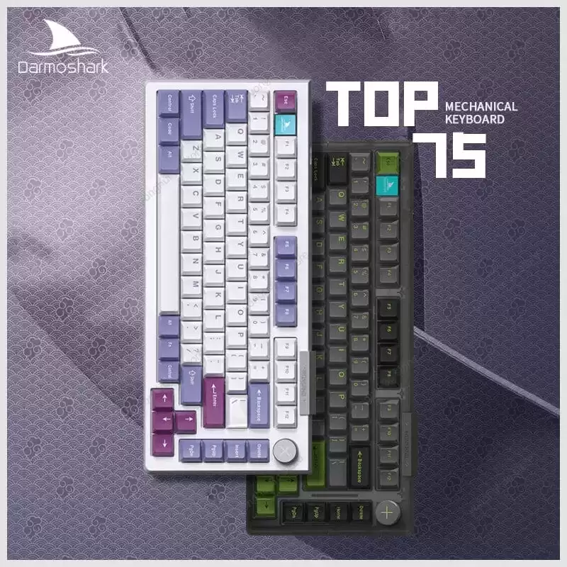 Darmoshark Top75 Wired wireless bluetooth Top structure 75 Layout Hot Swap Customized Diy Screen Gaming Mechanical
