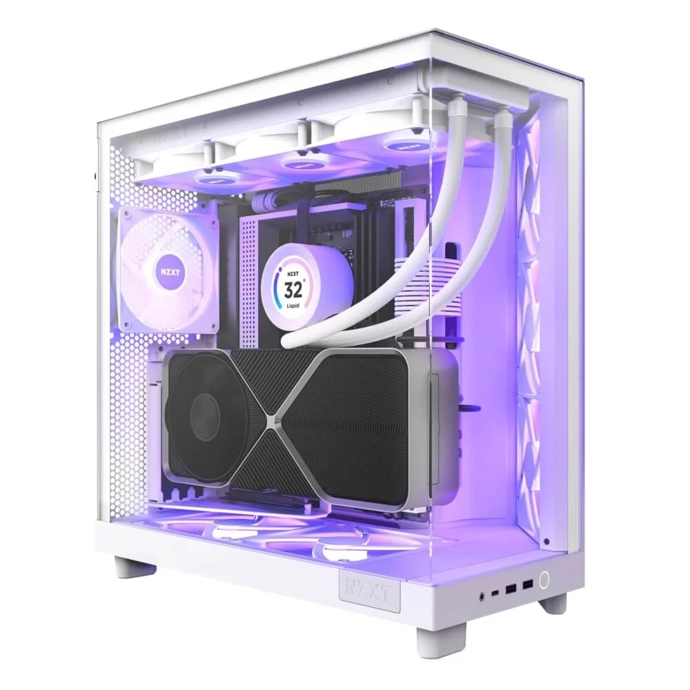 NZXT H6 Flow RGB White Compact Mid-tower Airflow Case 3 NZXT H6 Flow RGB White Compact Mid-tower Airflow Case - Ảnh 3