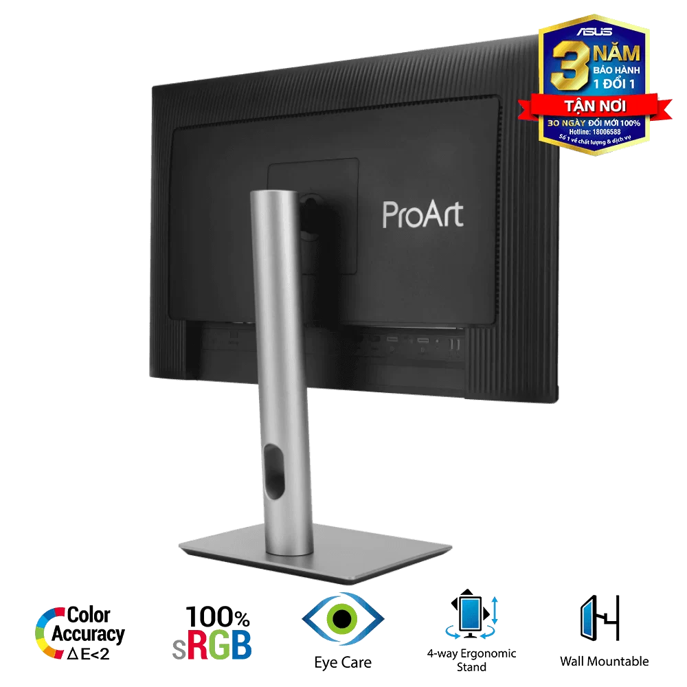 ASUS ProArt Display PA248CRV Professional Monitor - 24.1 inch, 16:10, IPS, WUXGA(1920 x 1200), 100% sRGB, ΔE < 2, Calman Verified, HDR-10, USB-C PD 96W, VESA MediaSync, Ergonomic Stand, Green Sustainability 12 ASUS ProArt Display PA248CRV Professional Monitor - 24.1 inch, 16:10, IPS, WUXGA(1920 x 1200), 100% sRGB, ΔE < 2, Calman Verified, HDR-10, USB-C PD 96W, VESA MediaSync, Ergonomic Stand, Green Sustainability - Ảnh 12