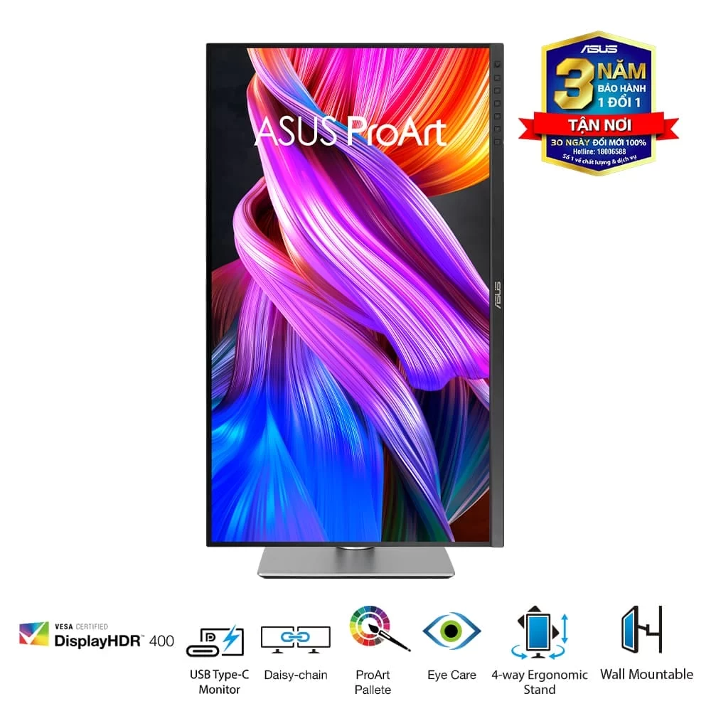 ASUS ProArt Display PA279CRV Professional Monitor - 27 inch, IPS, 4K UHD (3840 x 2160), 99% DCI-P3, 99% Adobe RGB, ΔE< 2, Calman Verified, USB-C PD 96W, VESA DisplayHDR 400, VESA MediaSync, Ergonomic Stand, Green Sustainability 9 ASUS ProArt Display PA279CRV Professional Monitor - 27 inch, IPS, 4K UHD (3840 x 2160), 99% DCI-P3, 99% Adobe RGB, ΔE< 2, Calman Verified, USB-C PD 96W, VESA DisplayHDR 400, VESA MediaSync, Ergonomic Stand, Green Sustainability - Ảnh 9