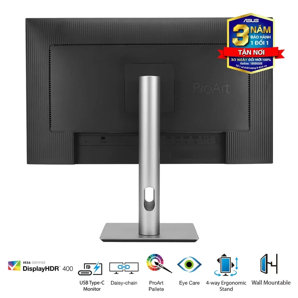 ASUS ProArt Display PA279CRV Professional Monitor - 27 inch, IPS, 4K UHD (3840 x 2160), 99% DCI-P3, 99% Adobe RGB, ΔE< 2, Calman Verified, USB-C PD 96W, VESA DisplayHDR 400, VESA MediaSync, Ergonomic Stand, Green Sustainability 10 ASUS ProArt Display PA279CRV Professional Monitor - 27 inch, IPS, 4K UHD (3840 x 2160), 99% DCI-P3, 99% Adobe RGB, ΔE< 2, Calman Verified, USB-C PD 96W, VESA DisplayHDR 400, VESA MediaSync, Ergonomic Stand, Green Sustainability - Ảnh 10