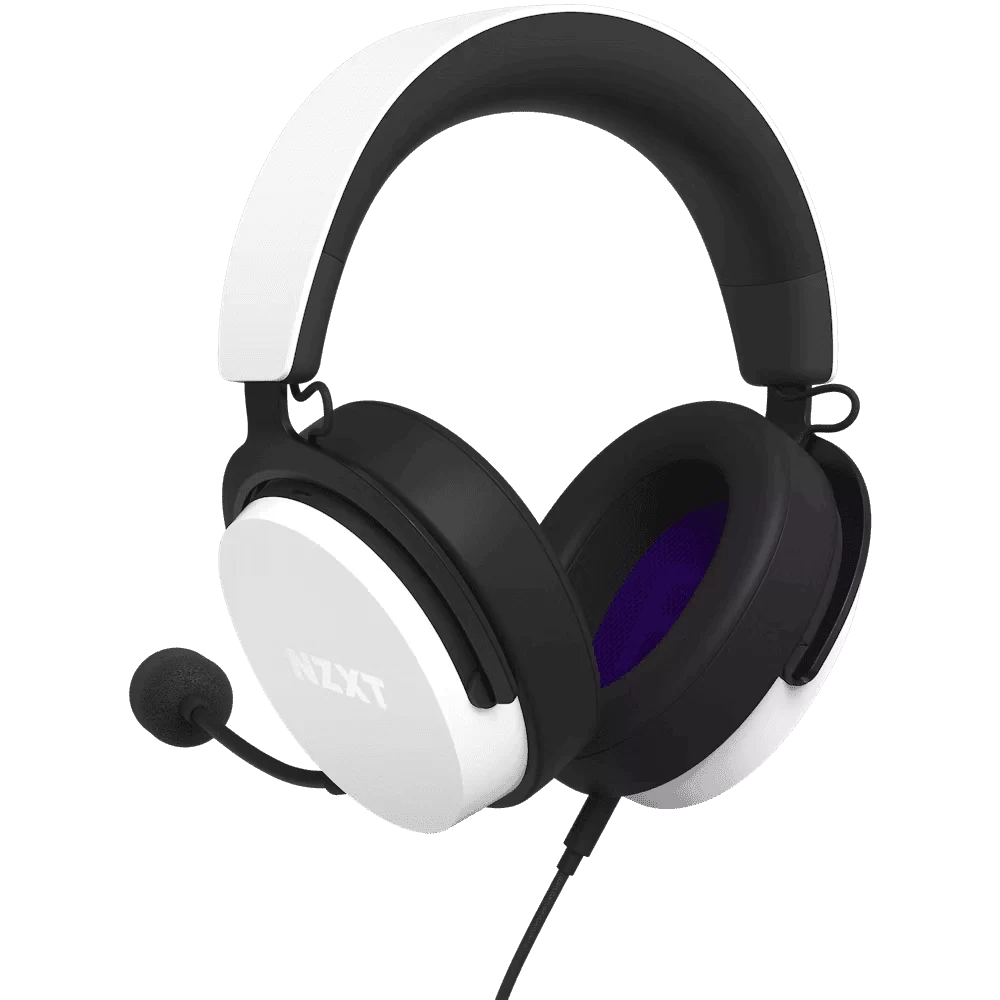 NZXT Relay Headset Wired White 40mm drivers Gaming (AP-WCB40-W2) - Hi-Res Audio Certified, DTS Headphone:X, 7.1 Surround Sound, Lightweight & Comfortable Design, Detachable Microphone