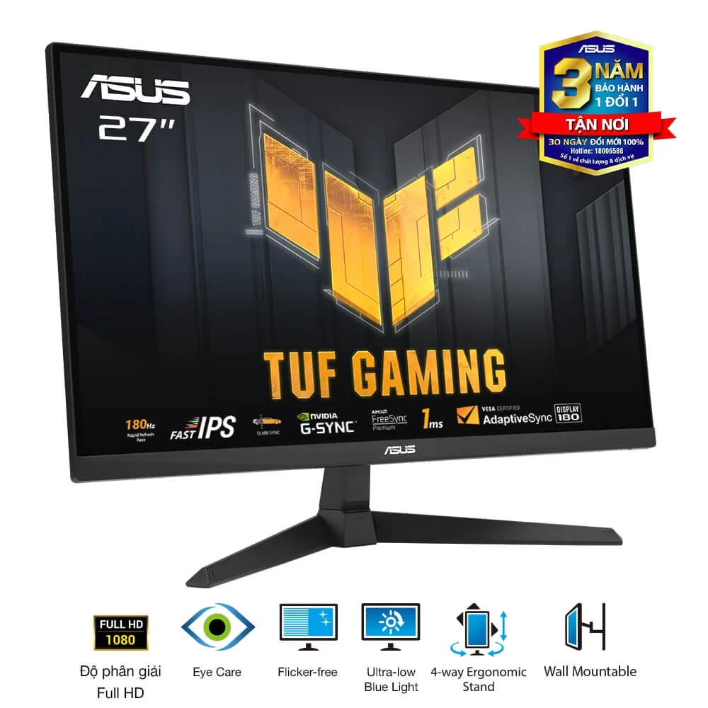ASUS TUF Gaming VG279Q3A Gaming Monitor - 27 inch, Full HD(1920x1080), 180Hz, Fast IPS, ELMB Sync, 1ms (GTG), FreeSync Premium™, G-Sync compatible, Variable Overdrive, 99% sRGB 2 ASUS TUF Gaming VG279Q3A Gaming Monitor - 27 inch, Full HD(1920x1080), 180Hz, Fast IPS, ELMB Sync, 1ms (GTG), FreeSync Premium™, G-Sync compatible, Variable Overdrive, 99% sRGB - Ảnh 2