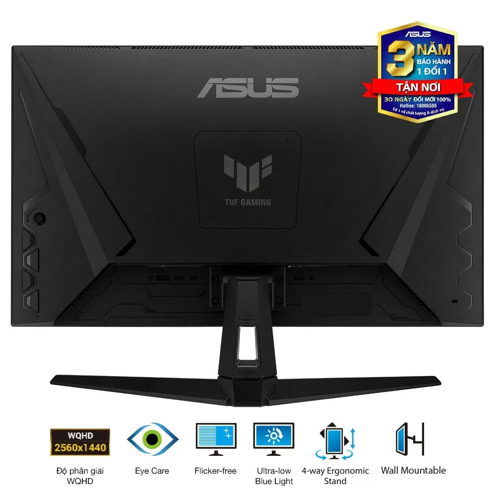 ASUS TUF Gaming VG27AQ3A Gaming Monitor - 27 inch, QHD(2560x1440), 180Hz, Fast IPS, ELMB Sync, 1ms (GTG), Freesync Premium™, tương thích G-Sync, Variable Overdrive, 130% sRGB 4 ASUS TUF Gaming VG27AQ3A Gaming Monitor - 27 inch, QHD(2560x1440), 180Hz, Fast IPS, ELMB Sync, 1ms (GTG), Freesync Premium™, tương thích G-Sync, Variable Overdrive, 130% sRGB - Ảnh 4