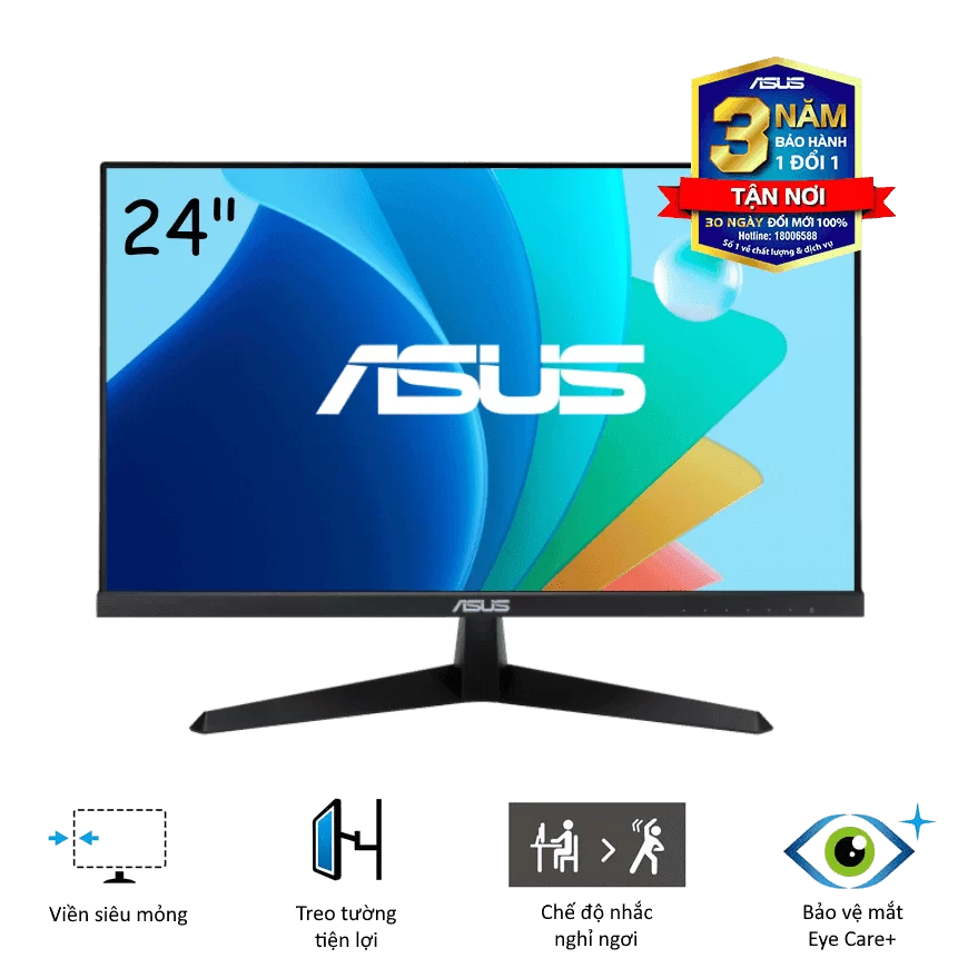ASUS VY249HF-R Eye Care Gaming Monitor - 24 inch FHD (1920 x 1080), IPS, 100Hz, IPS, SmoothMotion, 1ms (MPRT), Adaptive Sync, Eye Care Plus technology, Blue Light Filter, Flicker Free 1 ASUS VY249HF-R Eye Care Gaming Monitor - 24 inch FHD (1920 x 1080), IPS, 100Hz, IPS, SmoothMotion, 1ms (MPRT), Adaptive Sync, Eye Care Plus technology, Blue Light Filter, Flicker Free