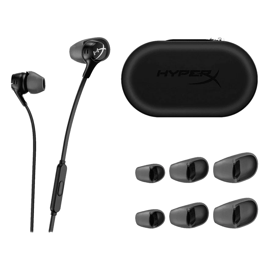 HyperX Cloud Earbuds II Gaming Black - 14mm Drivers, Four Eartips, Hard-Shell Carrying Case, Low-Profile 90° Plug, 3.5mm Plug, Built-in Microphone, Multi-Function Button 2 HyperX Cloud Earbuds II Gaming Black - 14mm Drivers, Four Eartips, Hard-Shell Carrying Case, Low-Profile 90° Plug, 3.5mm Plug, Built-in Microphone, Multi-Function Button - Ảnh 2
