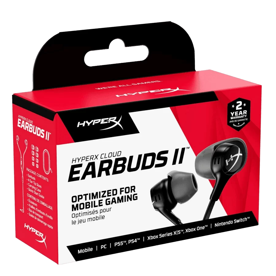 HyperX Cloud Earbuds II Gaming Black - 14mm Drivers, Four Eartips, Hard-Shell Carrying Case, Low-Profile 90° Plug, 3.5mm Plug, Built-in Microphone, Multi-Function Button 6 HyperX Cloud Earbuds II Gaming Black - 14mm Drivers, Four Eartips, Hard-Shell Carrying Case, Low-Profile 90° Plug, 3.5mm Plug, Built-in Microphone, Multi-Function Button - Ảnh 6