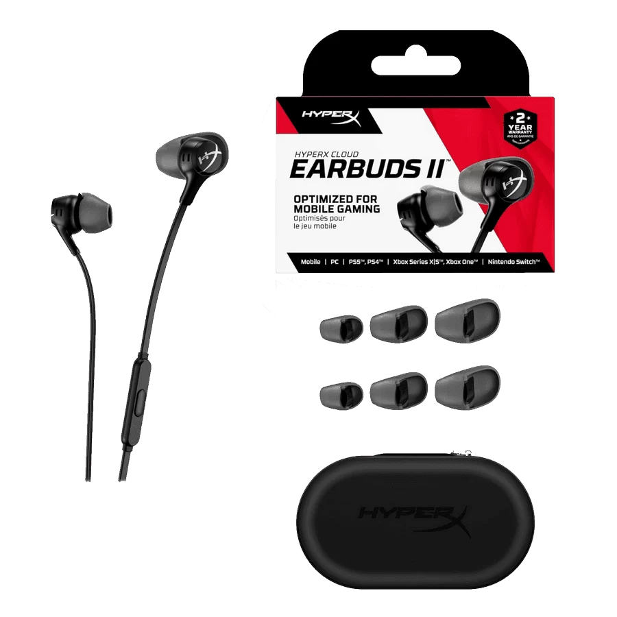 HyperX Cloud Earbuds II Gaming Black - 14mm Drivers, Four Eartips, Hard-Shell Carrying Case, Low-Profile 90° Plug, 3.5mm Plug, Built-in Microphone, Multi-Function Button 9 HyperX Cloud Earbuds II Gaming Black - 14mm Drivers, Four Eartips, Hard-Shell Carrying Case, Low-Profile 90° Plug, 3.5mm Plug, Built-in Microphone, Multi-Function Button - Ảnh 9