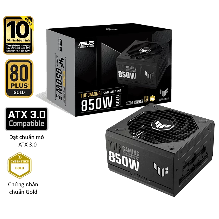ASUS TUF Gaming 850W Gold PSU - 850W, ATX 3.0, 80 Plus Gold, Full modular 1 ASUS TUF Gaming 850W Gold PSU - 850W, ATX 3.0, 80 Plus Gold, Full modular