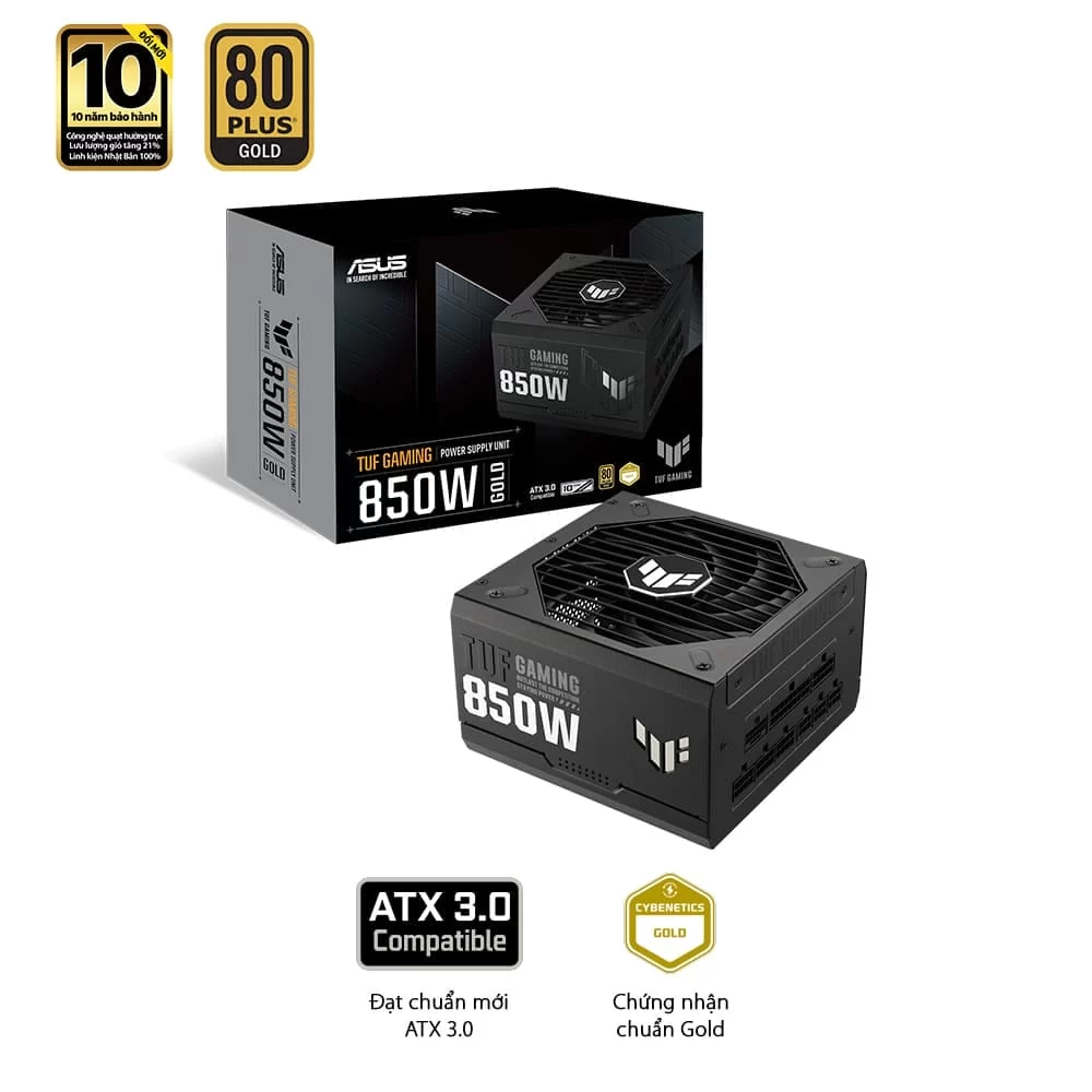 ASUS TUF Gaming 850W Gold PSU - 850W, ATX 3.0, 80 Plus Gold, Full modular 2 ASUS TUF Gaming 850W Gold PSU - 850W, ATX 3.0, 80 Plus Gold, Full modular - Ảnh 2