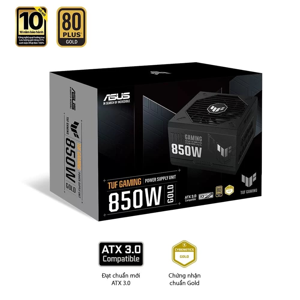 ASUS TUF Gaming 850W Gold PSU - 850W, ATX 3.0, 80 Plus Gold, Full modular 3 ASUS TUF Gaming 850W Gold PSU - 850W, ATX 3.0, 80 Plus Gold, Full modular - Ảnh 3