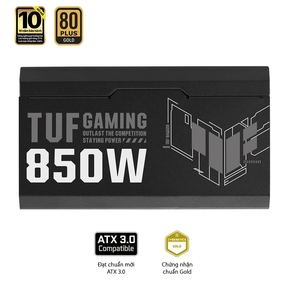 ASUS TUF Gaming 850W Gold PSU - 850W, ATX 3.0, 80 Plus Gold, Full modular 4 ASUS TUF Gaming 850W Gold PSU - 850W, ATX 3.0, 80 Plus Gold, Full modular - Ảnh 4
