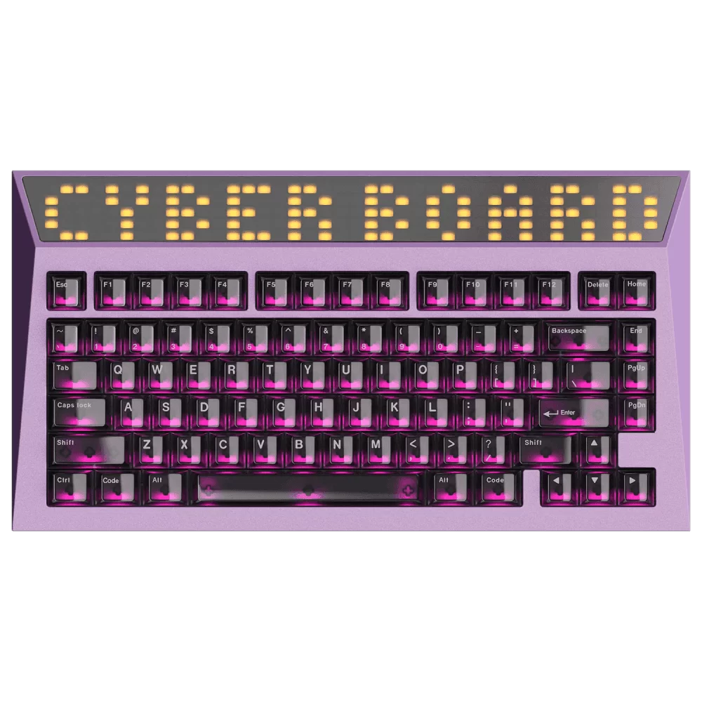 ANGRY MIAO Cyberboard R4 Gangstar Bundle - 75%, Icy Silver Pro Switches, LED Matrix, Seamless Bluetooth Switching, Three-Stage Adjustable Leaf Spring Mount, 2.4G, PET film, IXPE 8 switch pad, Poron pads