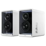 Edifier QR65 White Bookshelf Bluetooth Speaker - 2.0 Abyss Monitor Speaker, 70W RMS Hi-Res/Hi-Res Wireless, GaN Charger for 65W Fast Charging, Bluetooth/RCA/USB-A Input, Subwoofer Out, Light Effects