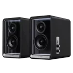 Edifier QR65 Black Bookshelf Bluetooth Speaker - 2.0 Abyss Monitor Speaker, 70W RMS Hi-Res/Hi-Res Wireless, GaN Charger for 65W Fast Charging, Bluetooth/RCA/USB-A Input, Subwoofer Out, Light Effects