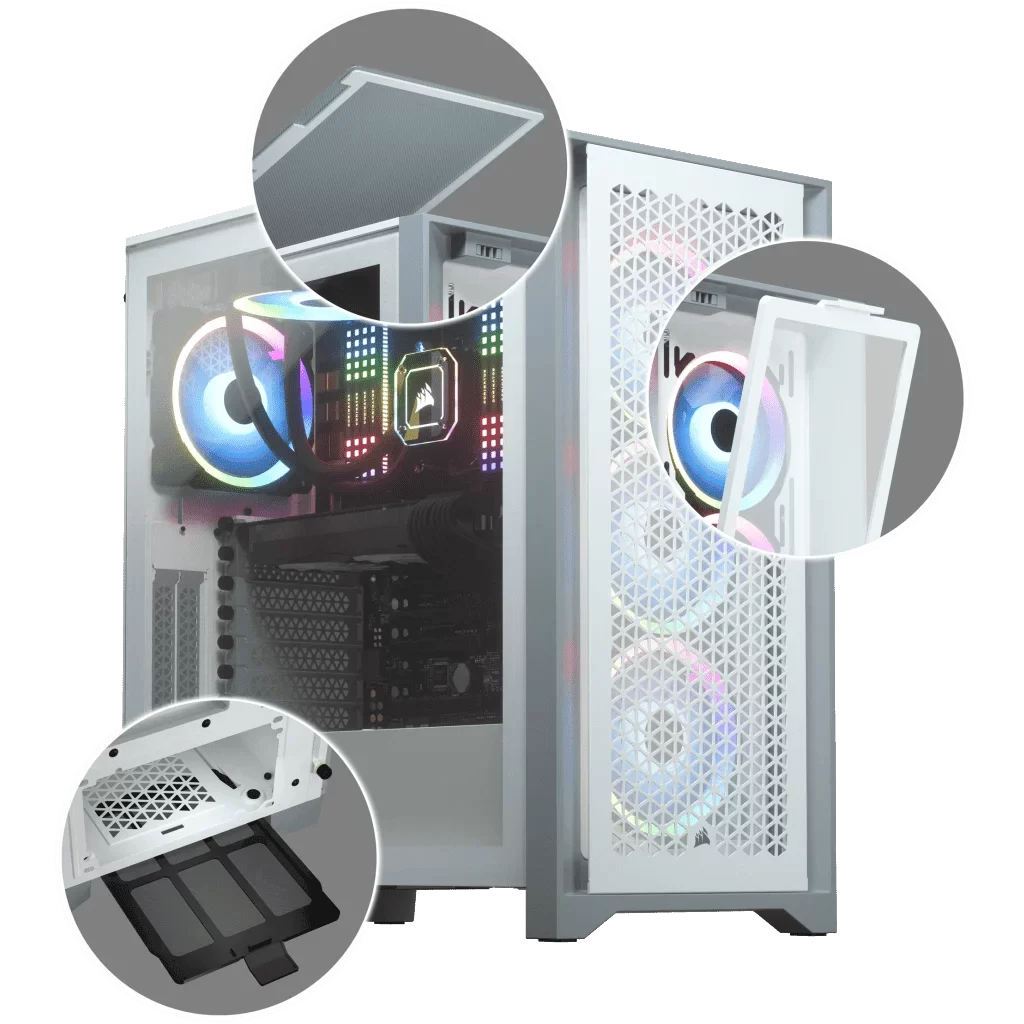 CORSAIR 4000D RGB Airflow White ATX Mid-Tower PC Case - 3x AF120 RGB ELITE Fans, iCUE Lighting Node PRO Controller, Mid Tower ATX 4 CORSAIR 4000D RGB Airflow White ATX Mid-Tower PC Case - 3x AF120 RGB ELITE Fans, iCUE Lighting Node PRO Controller, Mid Tower ATX - Ảnh 4
