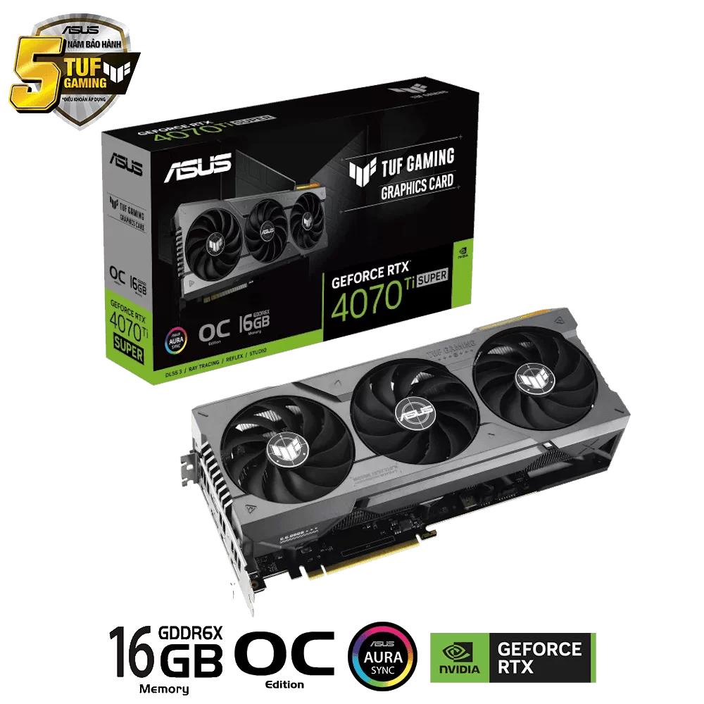 ASUS TUF Gaming GeForce RTX 4070Ti SUPER OC Edition 16GB GDDR6X (TUF-RTX4070TIS-O16G-GAMING) Graphics Card