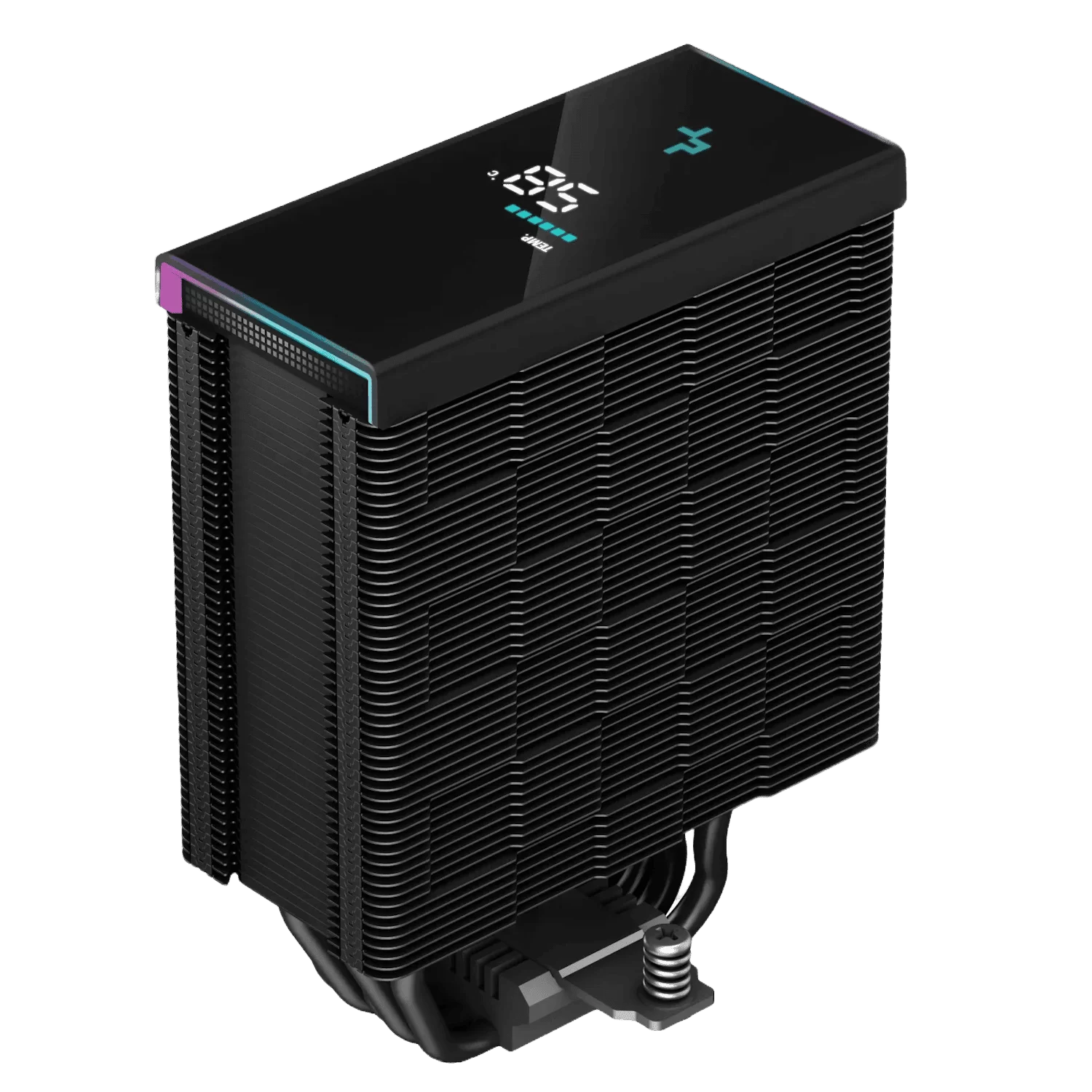DEEPCOOL AK500S DIGITAL Black CPU Air Cooler - Single Tower, Real-Time CPU Status Screen, 5 Offset Copper Heat Pipes, All Black Design 7 DEEPCOOL AK500S DIGITAL Black CPU Air Cooler - Single Tower, Real-Time CPU Status Screen, 5 Offset Copper Heat Pipes, All Black Design - Ảnh 7