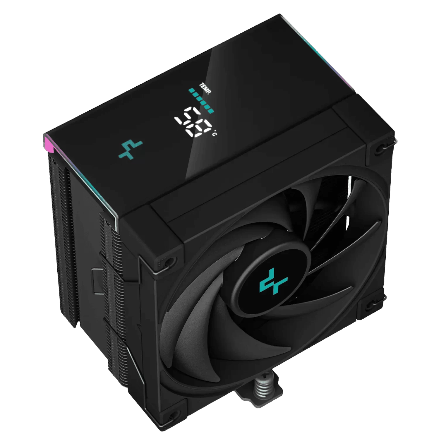 DEEPCOOL AK500S DIGITAL Black CPU Air Cooler - Single Tower, Real-Time CPU Status Screen, 5 Offset Copper Heat Pipes, All Black Design 8 DEEPCOOL AK500S DIGITAL Black CPU Air Cooler - Single Tower, Real-Time CPU Status Screen, 5 Offset Copper Heat Pipes, All Black Design - Ảnh 8