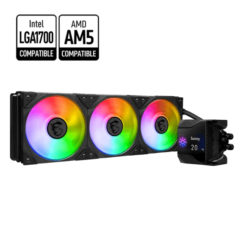 MSI MPG CORELIQUID D360 Black AIO Liquid CPU Cooler - ARGB, 360mm radiator, 3 x 120mm ARGB PWM Fans