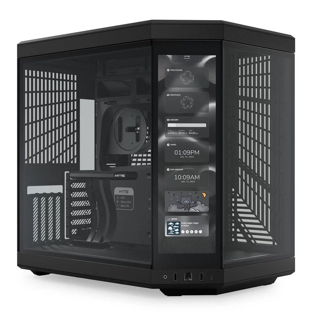 Hyte Y70 Touch Black Dual Chamber Modern Aesthetic Case - Black/Black Mid-Tower ATX size, 14.1" Integrated Touchscreen, Massive 4 Slot Vertical Graphics, Included Luxury PCIE 4.0 Riser Cable 8 Hyte Y70 Touch Black Dual Chamber Modern Aesthetic Case - Black/Black Mid-Tower ATX size, 14.1" Integrated Touchscreen, Massive 4 Slot Vertical Graphics, Included Luxury PCIE 4.0 Riser Cable - Ảnh 8