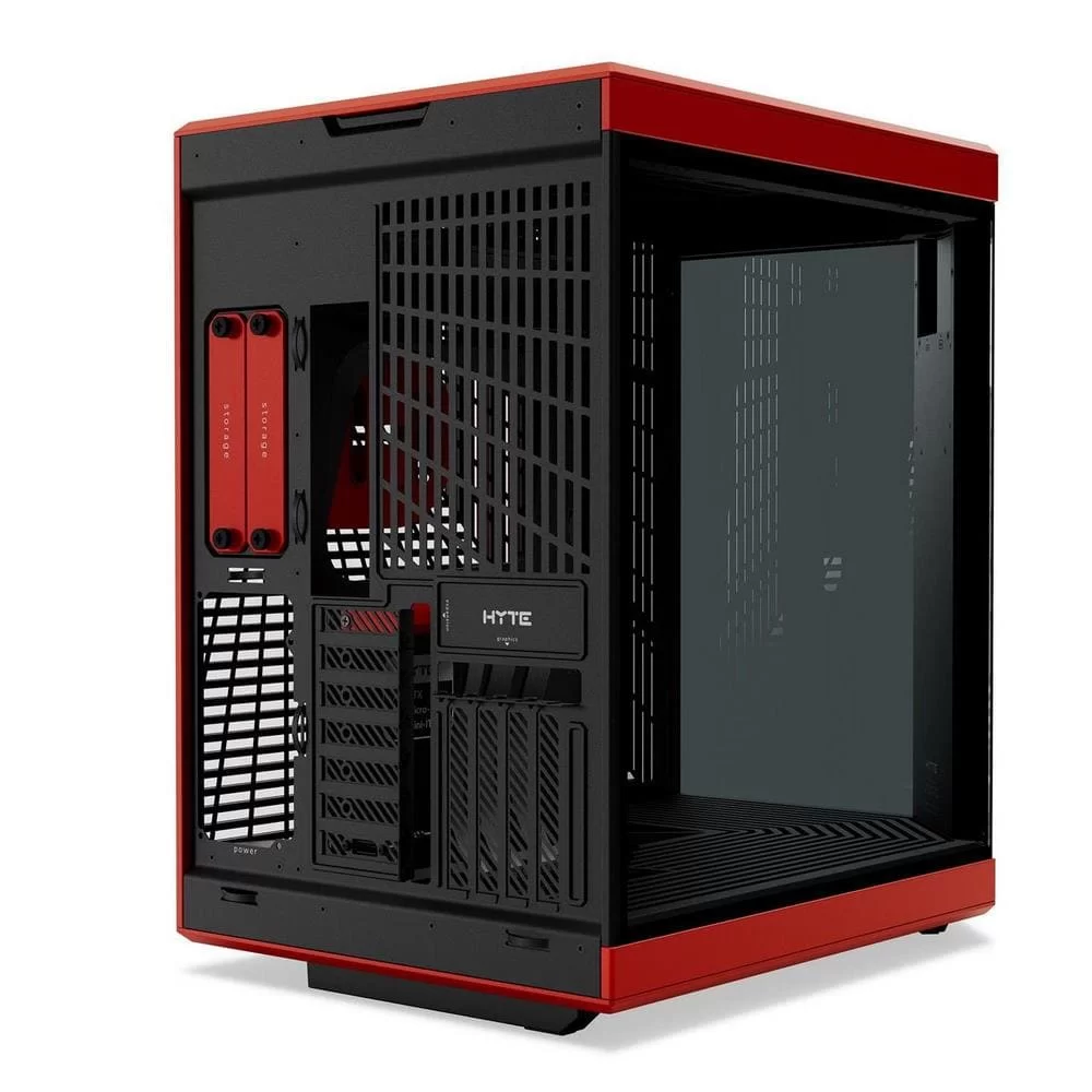 Hyte Y70 Touch Red Dual Chamber Modern Aesthetic Case - Black/Red Mid-Tower ATX size, 14.1" Integrated Touchscreen, Massive 4 Slot Vertical Graphics, Included Luxury PCIE 4.0 Riser Cable 5 Hyte Y70 Touch Red Dual Chamber Modern Aesthetic Case - Black/Red Mid-Tower ATX size, 14.1" Integrated Touchscreen, Massive 4 Slot Vertical Graphics, Included Luxury PCIE 4.0 Riser Cable - Ảnh 5