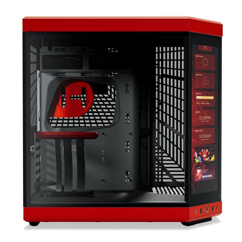 Hyte Y70 Touch Red Dual Chamber Modern Aesthetic Case - Black/Red Mid-Tower ATX size, 14.1" Integrated Touchscreen, Massive 4 Slot Vertical Graphics, Included Luxury PCIE 4.0 Riser Cable 4 Hyte Y70 Touch Red Dual Chamber Modern Aesthetic Case - Black/Red Mid-Tower ATX size, 14.1" Integrated Touchscreen, Massive 4 Slot Vertical Graphics, Included Luxury PCIE 4.0 Riser Cable - Ảnh 4