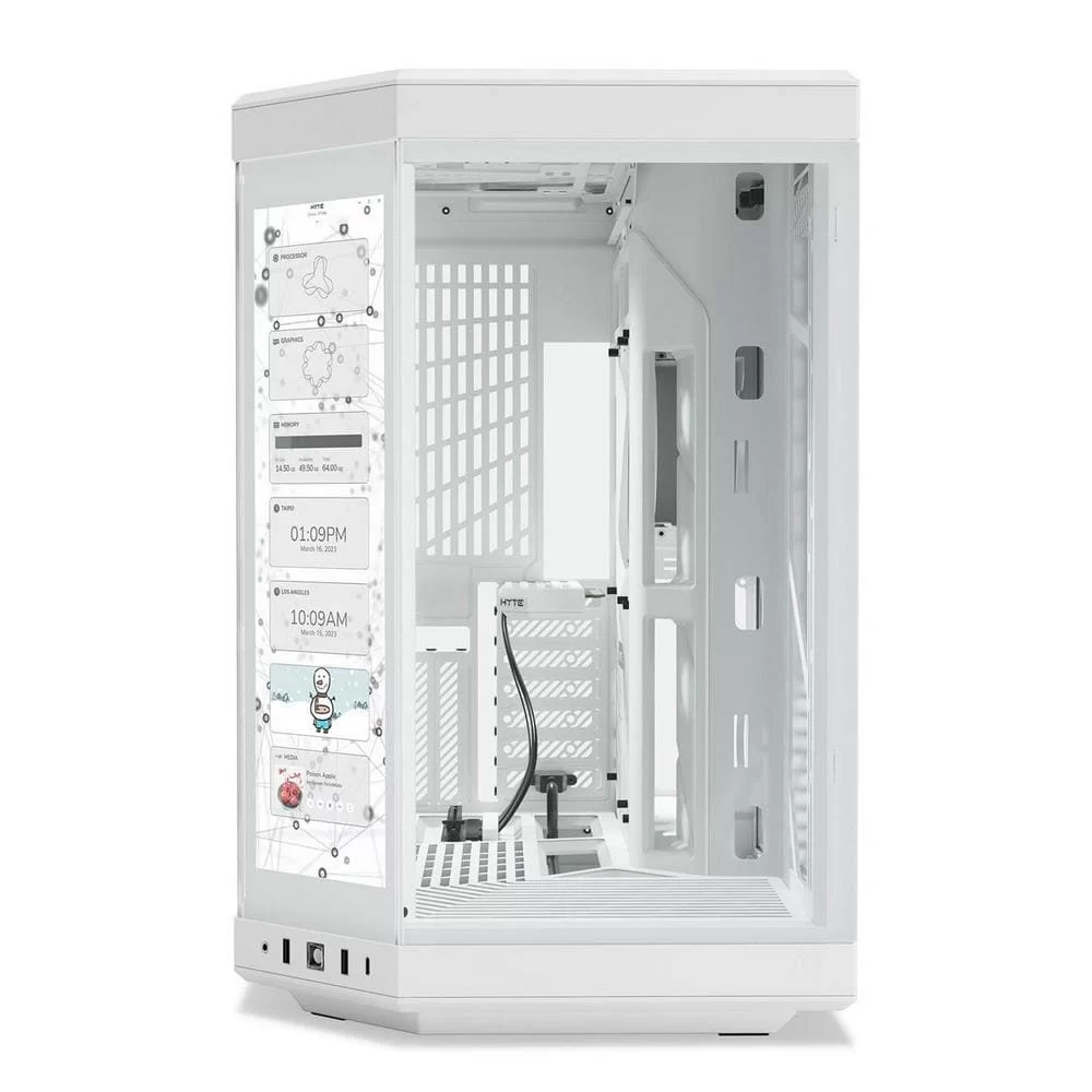 Hyte Y70 Touch Snow White Dual Chamber Modern Aesthetic Case - White/White Mid-Tower ATX size, 14.1" Integrated Touchscreen, Massive 4 Slot Vertical Graphics, Included Luxury PCIE 4.0 Riser Cable 5 Hyte Y70 Touch Snow White Dual Chamber Modern Aesthetic Case - White/White Mid-Tower ATX size, 14.1" Integrated Touchscreen, Massive 4 Slot Vertical Graphics, Included Luxury PCIE 4.0 Riser Cable - Ảnh 5