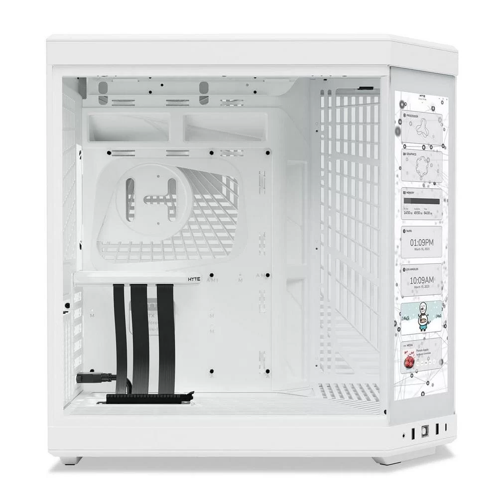 Hyte Y70 Touch Snow White Dual Chamber Modern Aesthetic Case - White/White Mid-Tower ATX size, 14.1" Integrated Touchscreen, Massive 4 Slot Vertical Graphics, Included Luxury PCIE 4.0 Riser Cable 3 Hyte Y70 Touch Snow White Dual Chamber Modern Aesthetic Case - White/White Mid-Tower ATX size, 14.1" Integrated Touchscreen, Massive 4 Slot Vertical Graphics, Included Luxury PCIE 4.0 Riser Cable - Ảnh 3