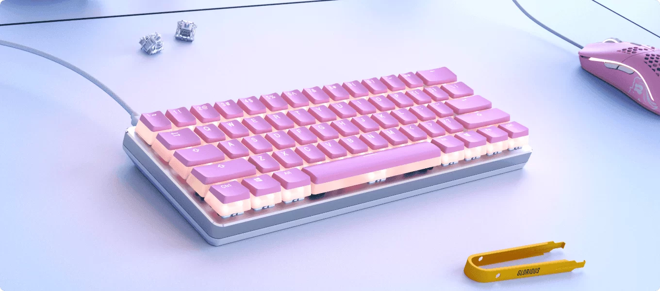 glorious keycaps aura v2 lifestyle pink