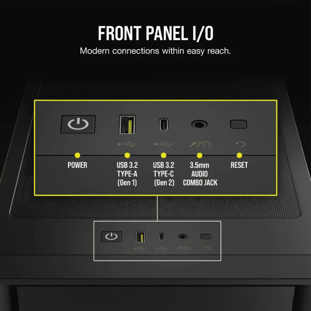 iCUE 4000D RGB AIRFLOW Mid Tower Case Black 3x AF120 RGB ELITE Fans iCUE Lighting Node PRO Controller High