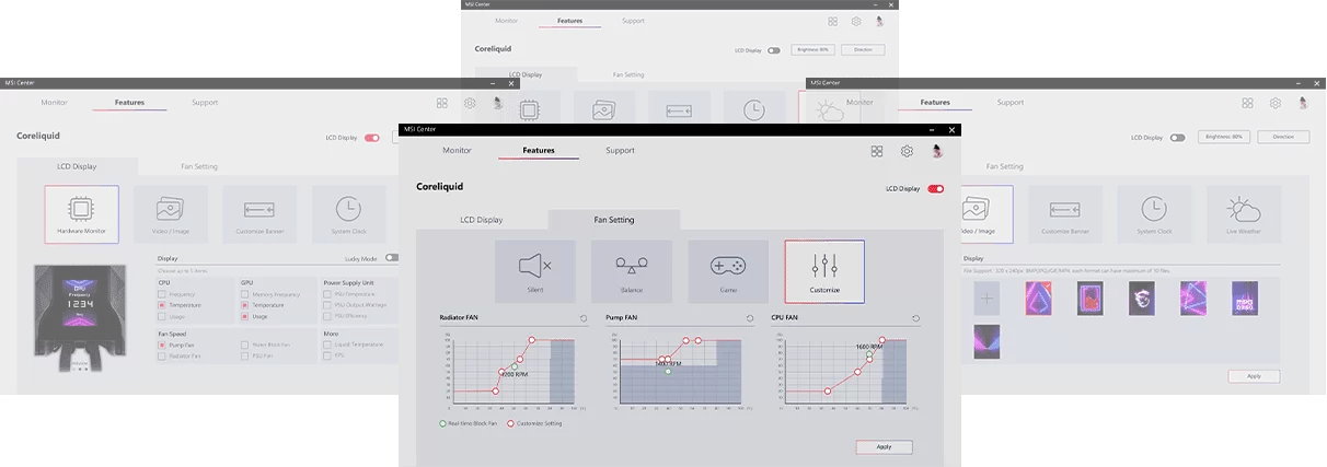 mpg coreliquid control screen